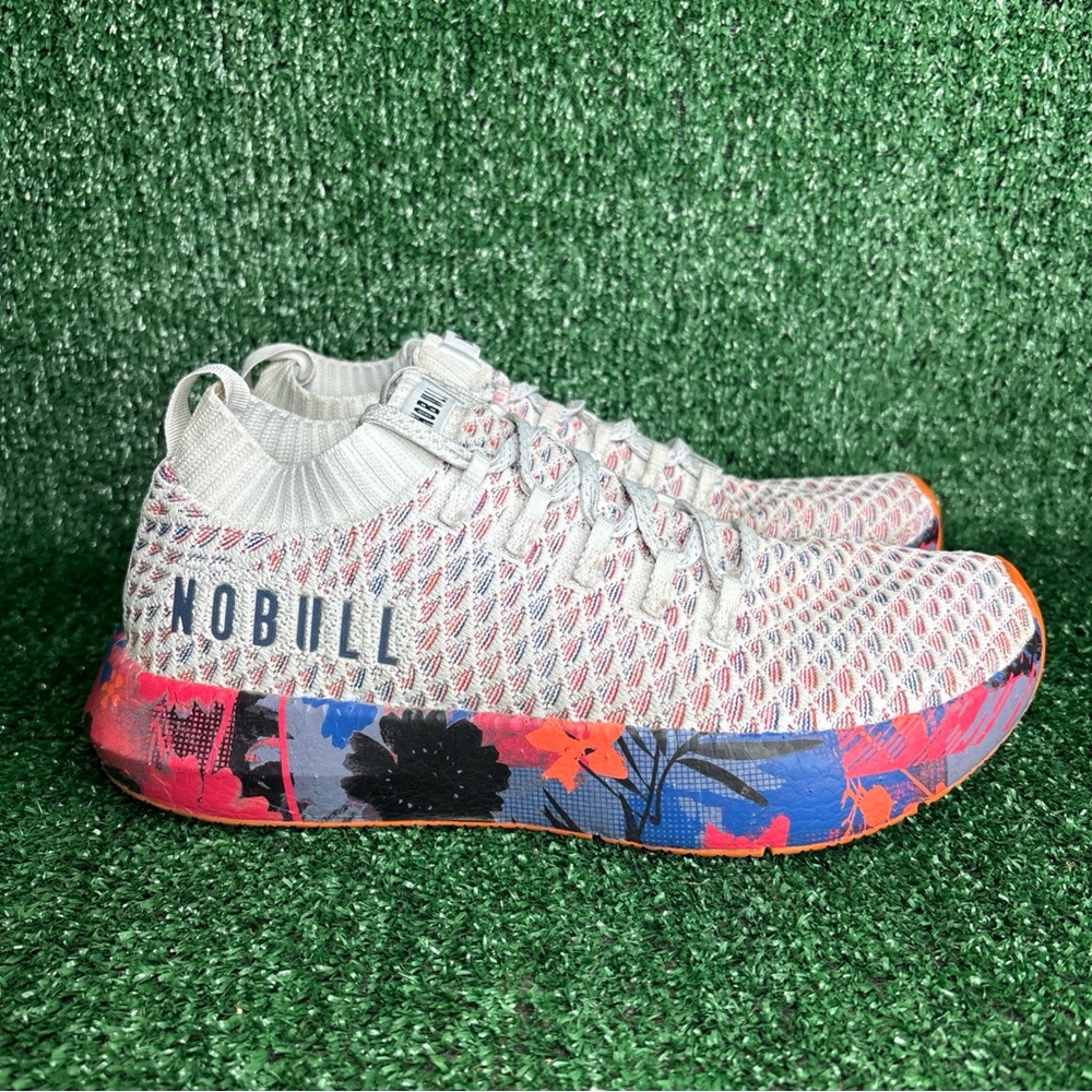 NOBULL Drive Knit White Wild Flower Athletic Running Shoes Womens 10.5